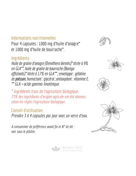 Huile Onagre Bourrache Bio - Natura Force