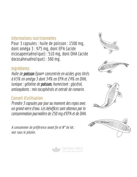 Huile de poisson Oméga 3 - gélules - Natura Force